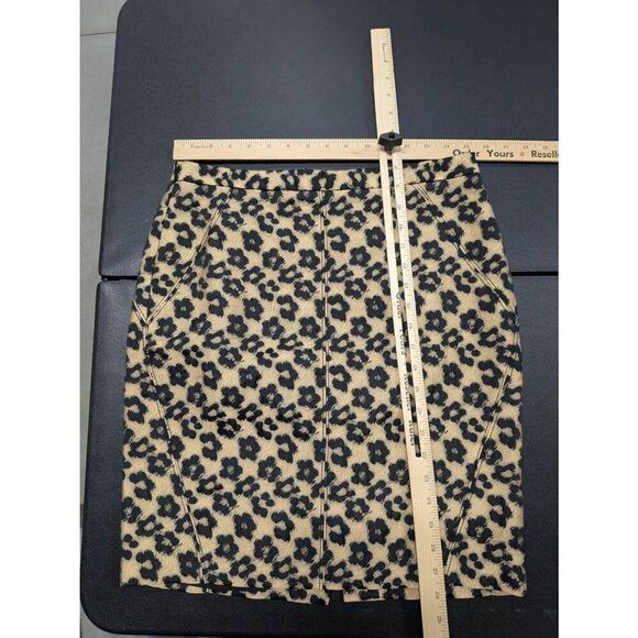 Ann Taylor Skirt Brown Black Cheetah Pencil Straight Career Women 8 Petite - Picture 4 of 4